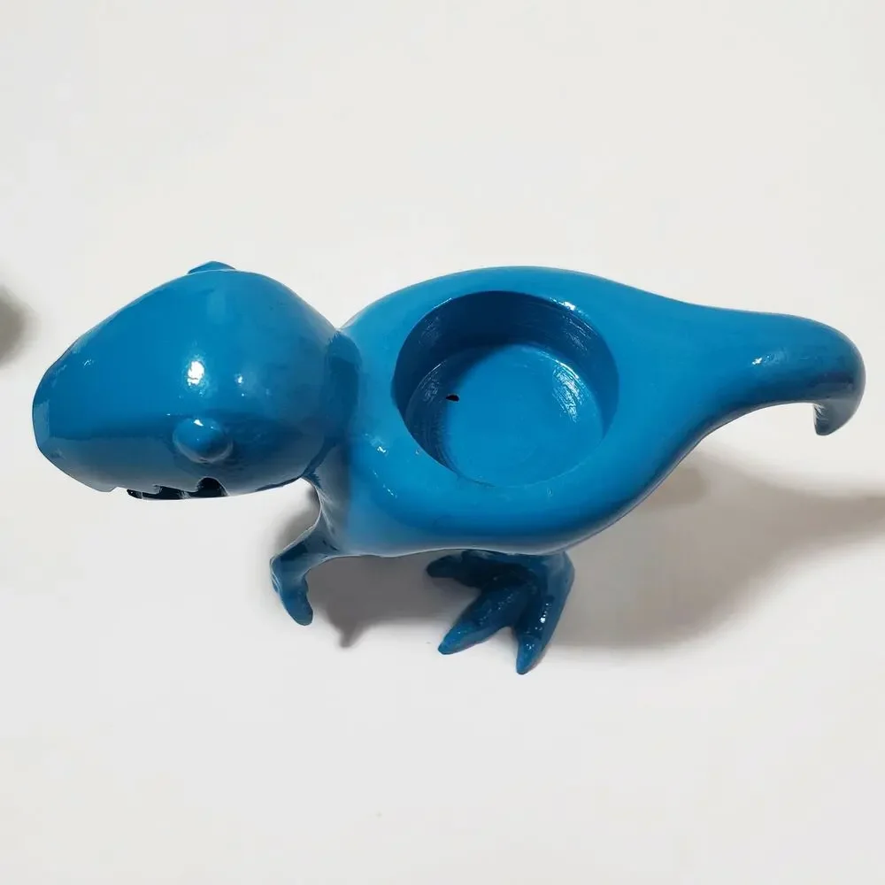 Blue Metal T-Rex Dinosaur Votive Candle Holders Set of 2